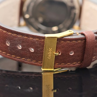 27054547d - ZODIAC Hermetic vergoldete Armbanduhr, Schweiz um 1960, Handaufzug, neutr. Lederband m. ...