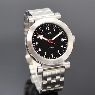 27054553a - XEMEX gents wristwatch in steel design Külling, Switzerland around 2000, self winding, ...