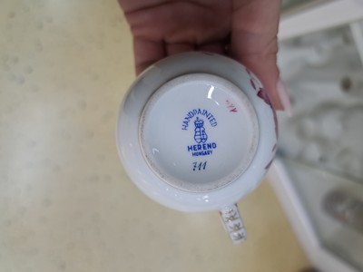 27054570f - Mokkaservice, Herend Ungarn, Apponiy purpur, Kännchen, Zuckerdose, Sahnegießer, 6 ...