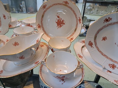 27054587e - Kaffeeservice, Herend Ungarn, Dekor Apponiy eisenrot, Kanne, Zuckerdose, Milchkännchen, ...