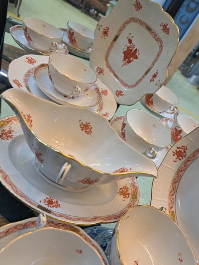 27054587f - Kaffeeservice, Herend Ungarn, Dekor Apponiy eisenrot, Kanne, Zuckerdose, Milchkännchen, ...