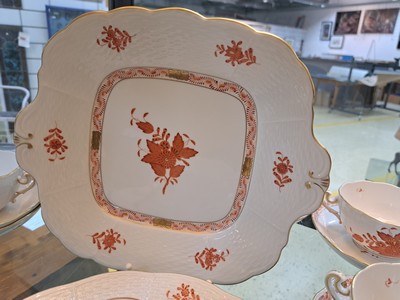 27054587h - Kaffeeservice, Herend Ungarn, Dekor Apponiy eisenrot, Kanne, Zuckerdose, Milchkännchen, ...