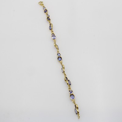 27054594a - Armband mit Tansaniten, GG 585/000, ovale Tansanite versetzt gefasst zus. ca. 12 ct, ...