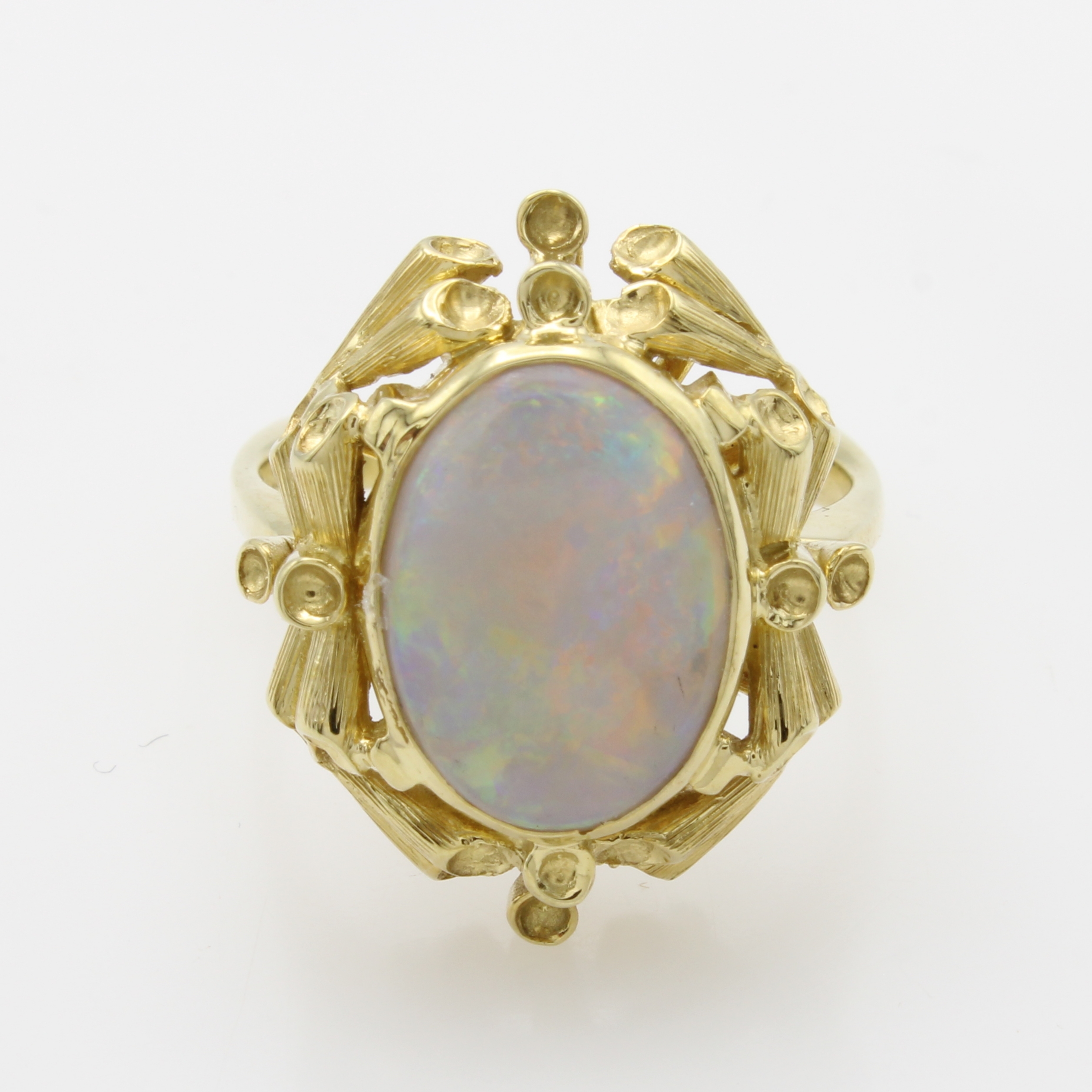 Image 27054845 - Ring mit Opal, GG 585/000, Opal in barocker Fassung ca. 4 ct, RW ca. 55 Schätzpreis: ...