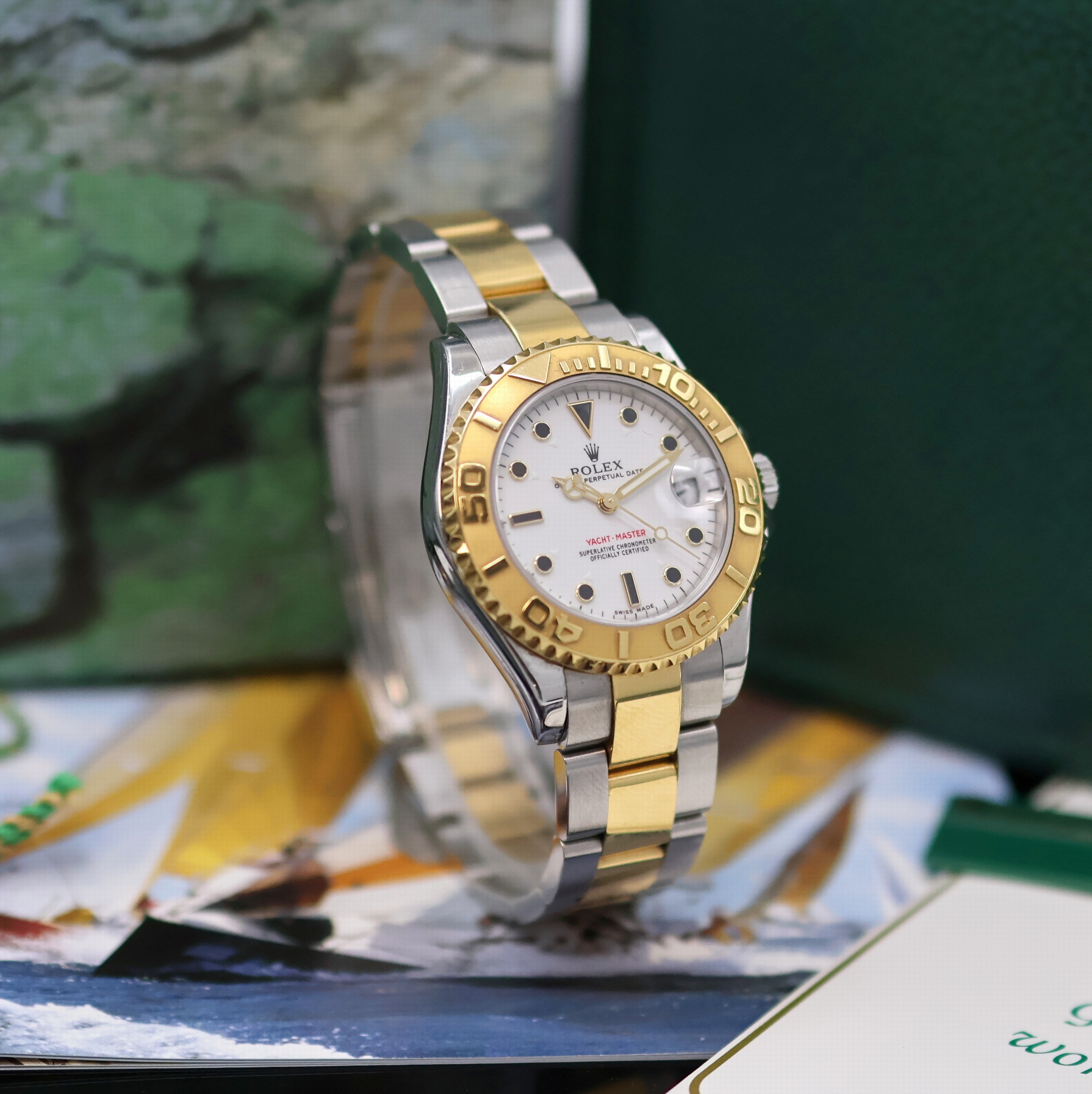 Detail b: ROLEX Mediumarmbanduhr Oyster Perpetual Date Yacht-Master in Stahl/Gold Referenz 168623, Schweiz verk. lt. beil. Pap. 02/2004, Automatik, Y-Serie, ...