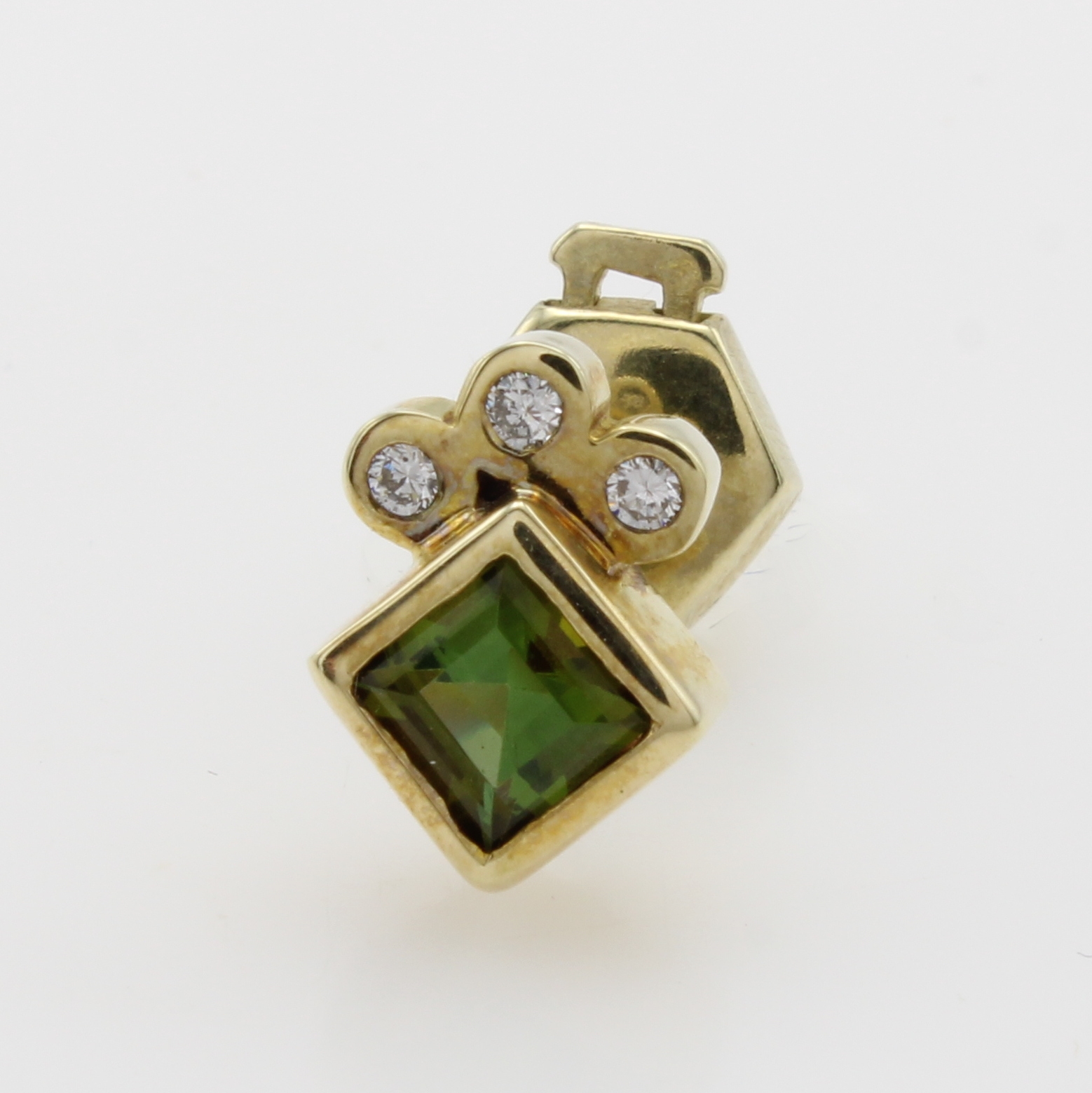 Image 27054884 - Stickpin mit Turmalin und Brillant, GG 585/ 000, Turmalincarrée ca. 0.46 ct, Brill. ca. ...
