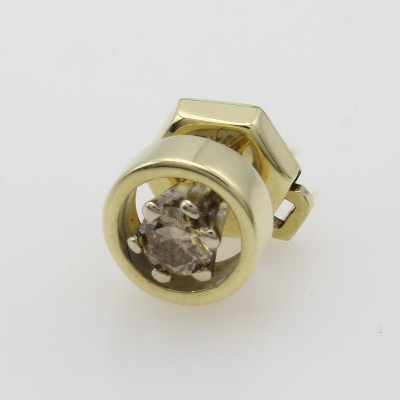 Image 27054941 - Stickpin mit Brillant, GG 585/000, Brill. in Krappenfassung ca. 0.16 ct Braun/p