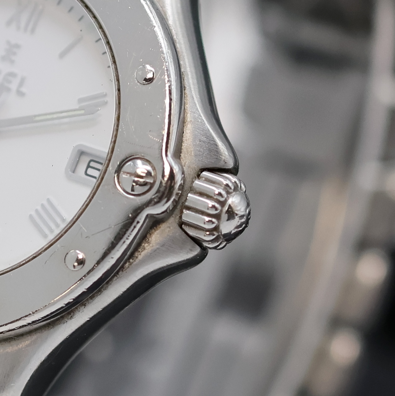 Detail c: EBEL Sportwave Armbanduhr in Stahl Referenz 9087621, Schweiz um 2000, quarz, orig. Gliederband m. dopp. Faltschl., Boden verschr., weißes Zifferbl. ...