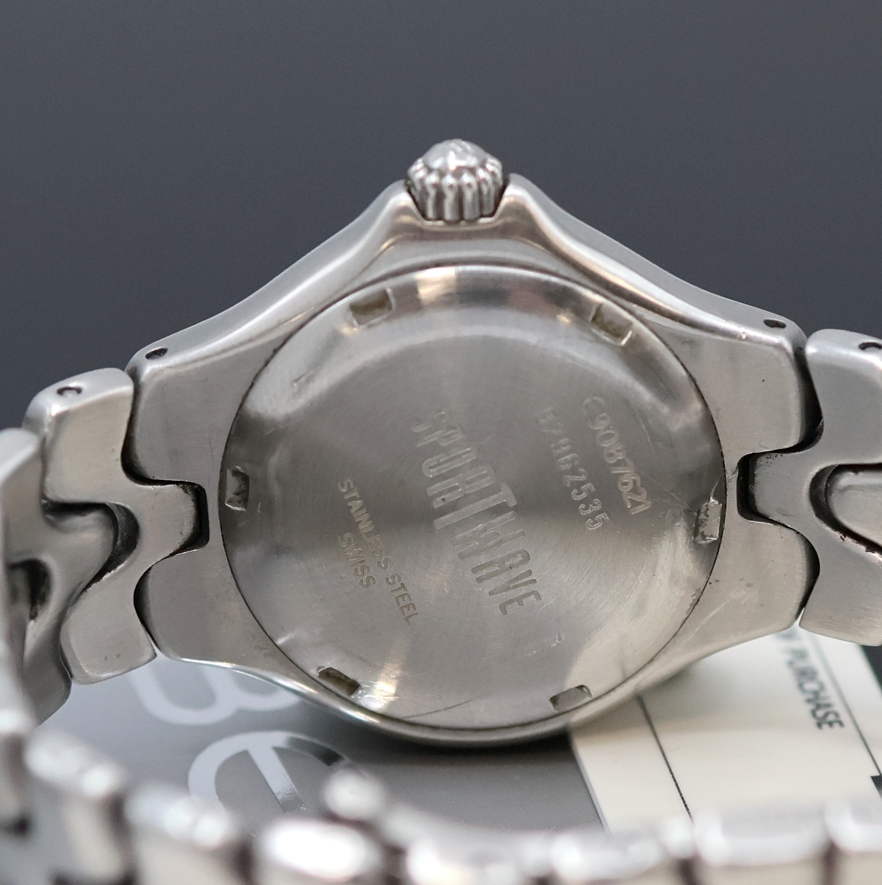 Detail e: EBEL Sportwave Armbanduhr in Stahl Referenz 9087621, Schweiz um 2000, quarz, orig. Gliederband m. dopp. Faltschl., Boden verschr., weißes Zifferbl. ...