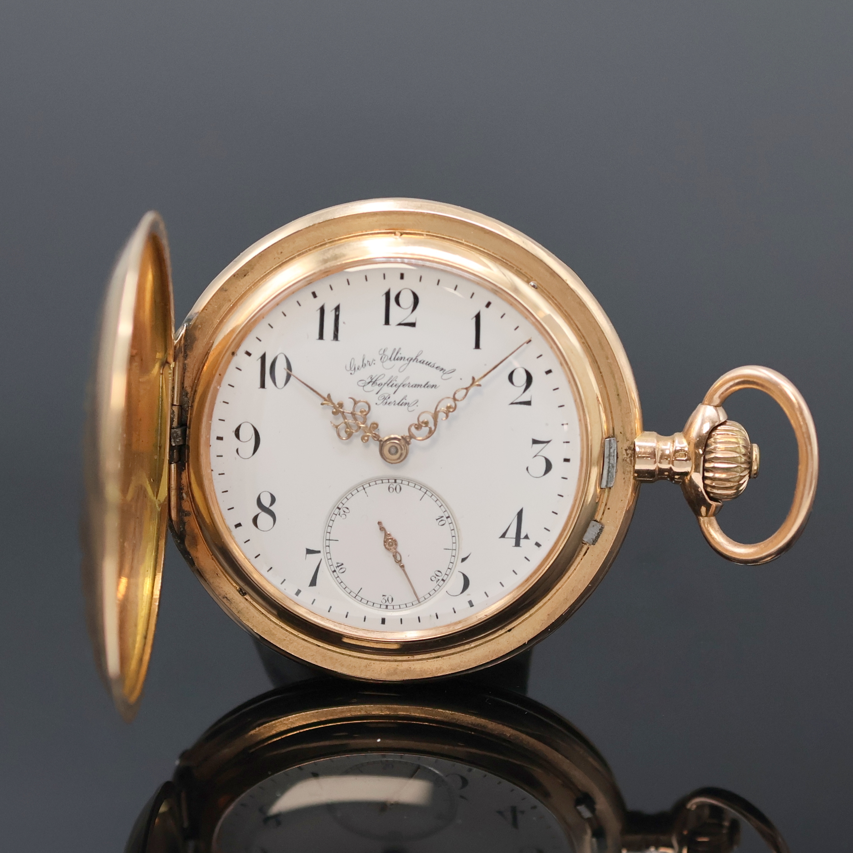 Image 27054951 - GEBRÜDER ELLINGHAUSEN Berlin / UNION GLOCKE Savonette in RG 585/000, Schweiz um 1910, ...