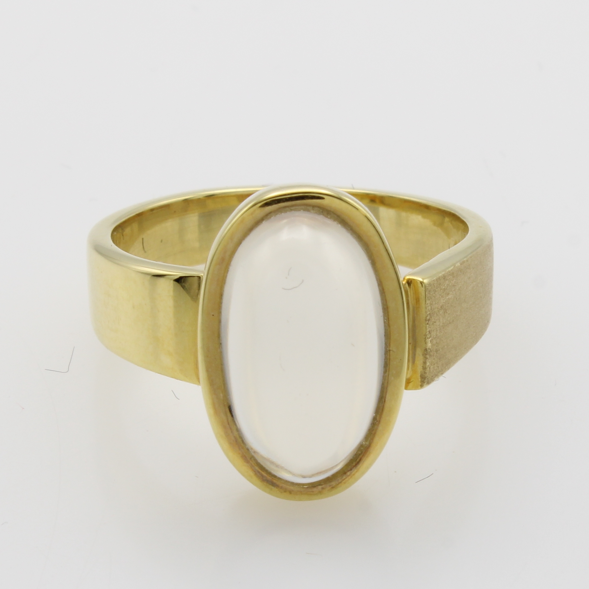 Image 27054957 - Ring mit Mondstein, GG 585/000, Schiene z.T. matt. u. asymmetrisch anges., ovaler ...