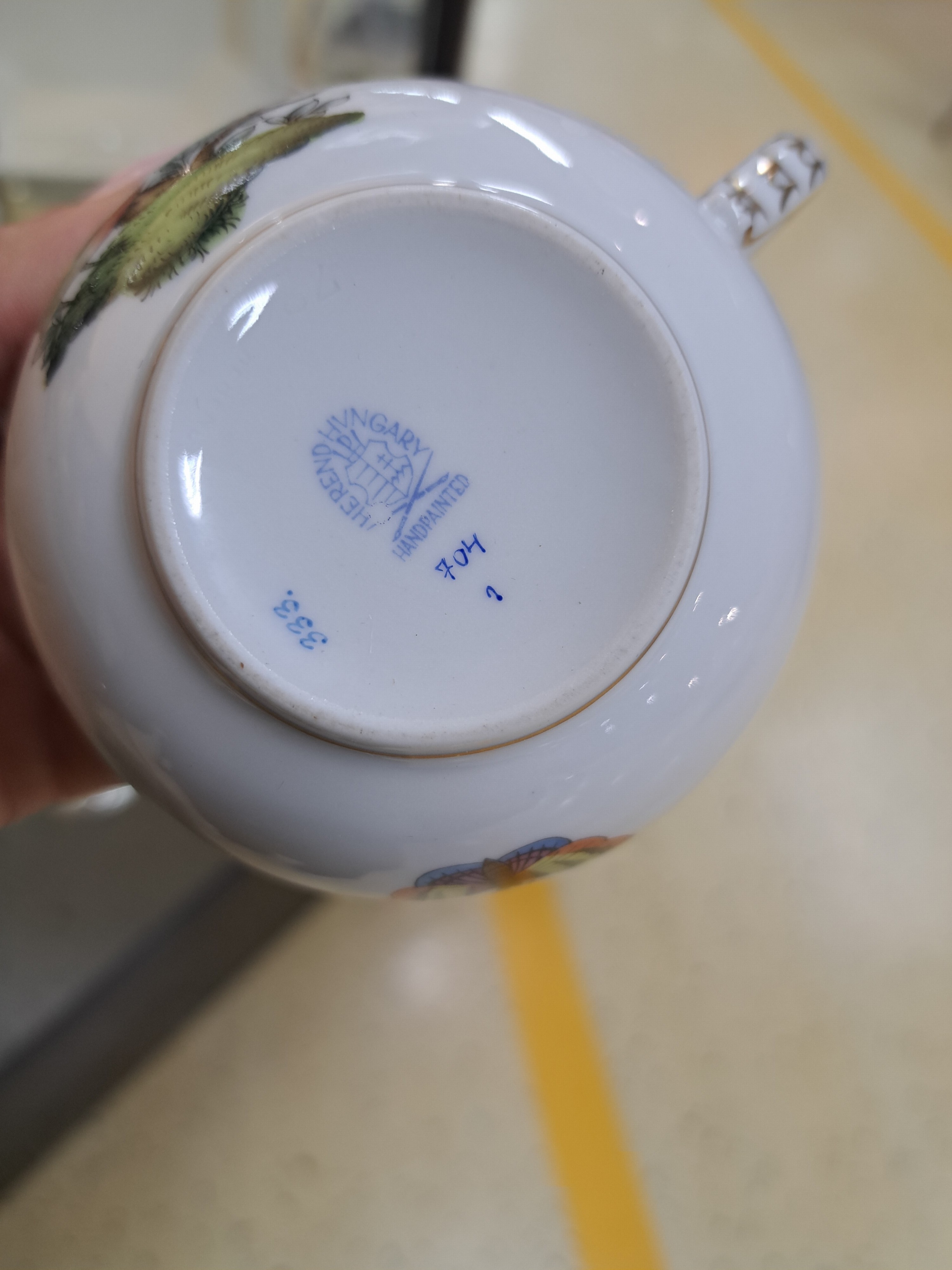 Detail f: Kaffeeservice, Herend, Rothschild, komplett für 6 Personen, Porzellan, handbemalter Vogeldekor, Goldstaffage, Kaffeekanne, Zuckerdose, ...