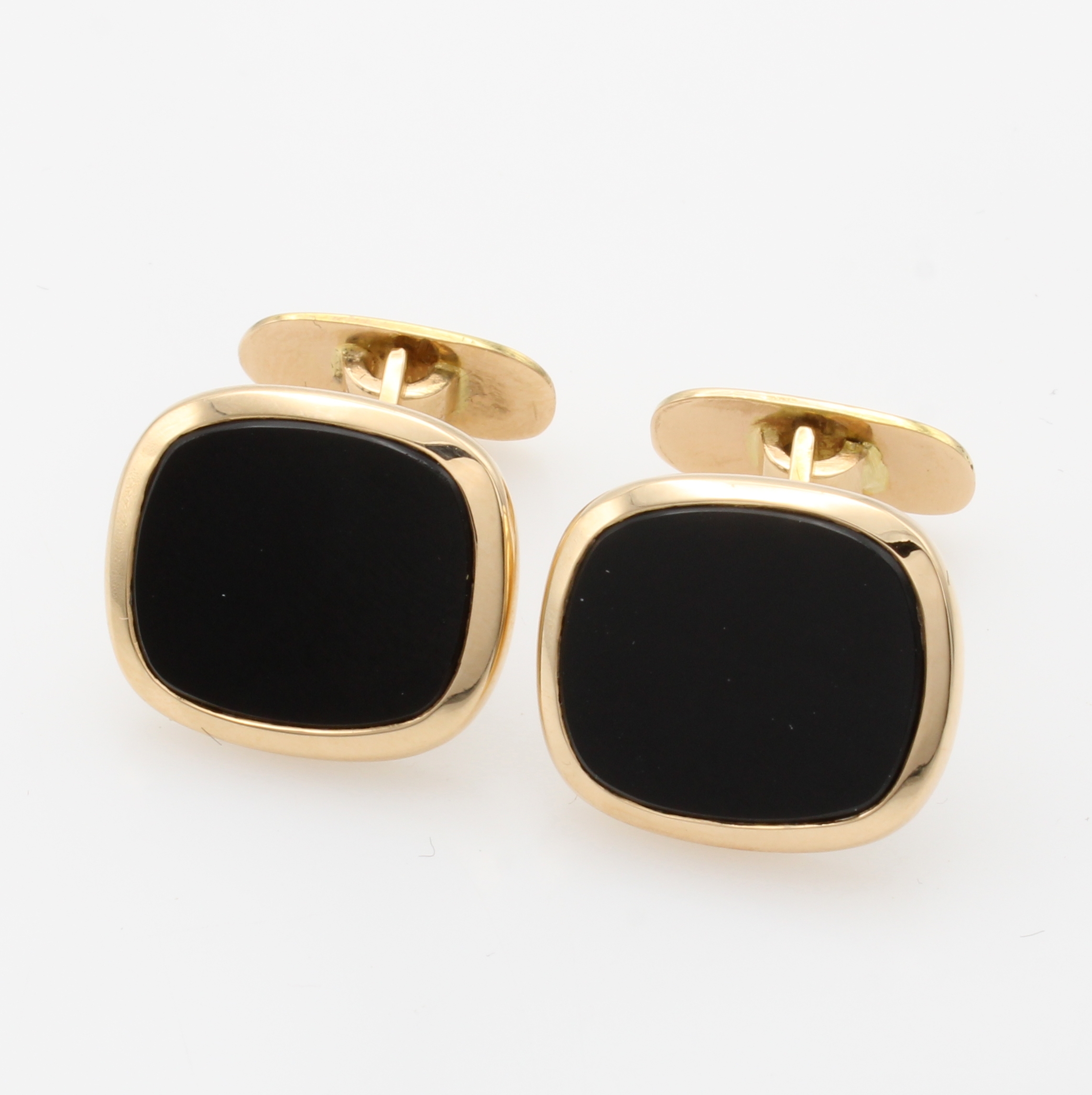 Image 27054967 - Paar Manschettenknöpfe mit Lagensteinen, GG 750/000, 2 Lagensteine oben schwarz, unten ...