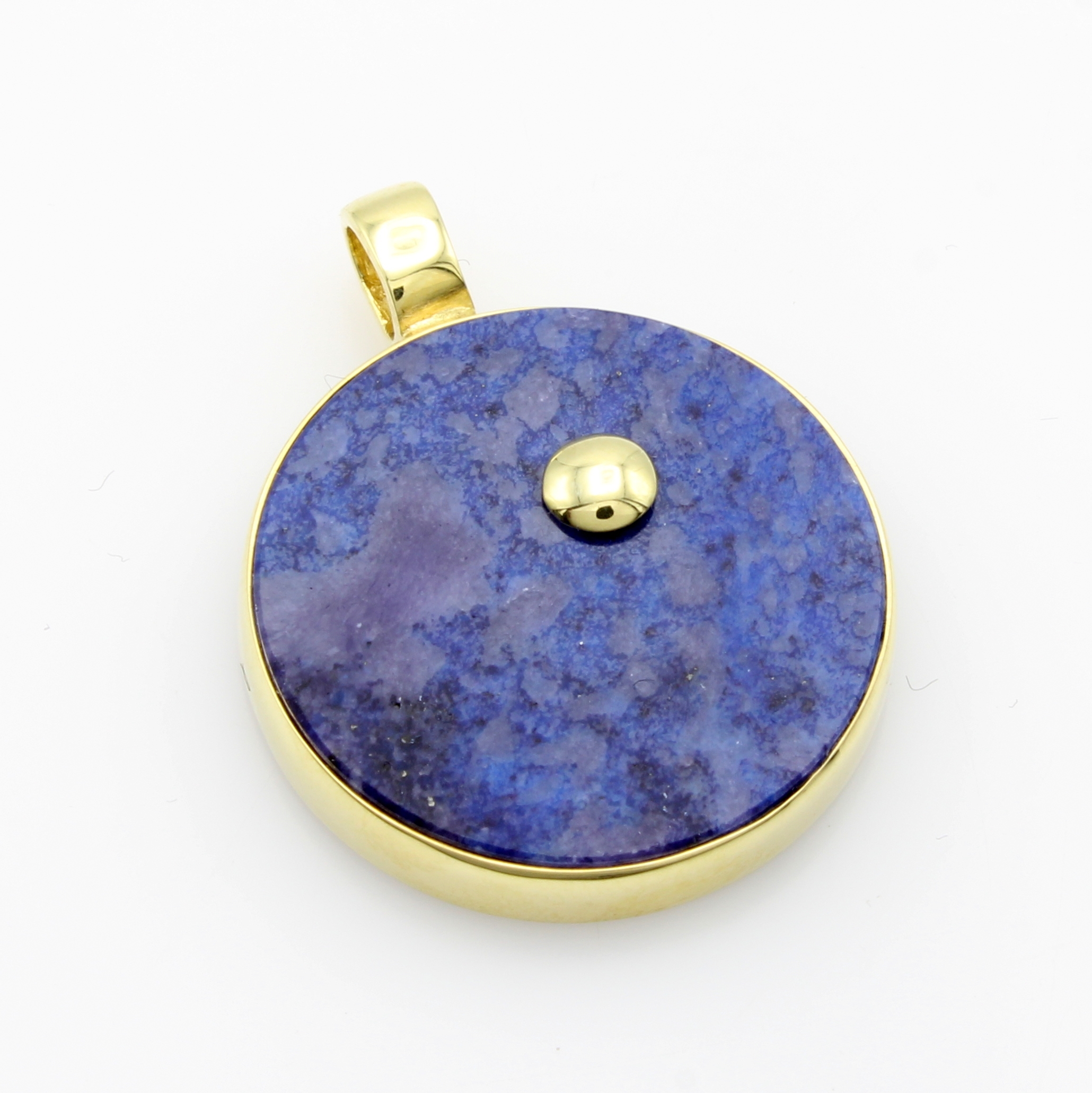Image 27054969 - Anhänger mit Lapislazuli, GG 585/000, runder Lapislazuli m. Goldplättchen, D. ca. 23 ...