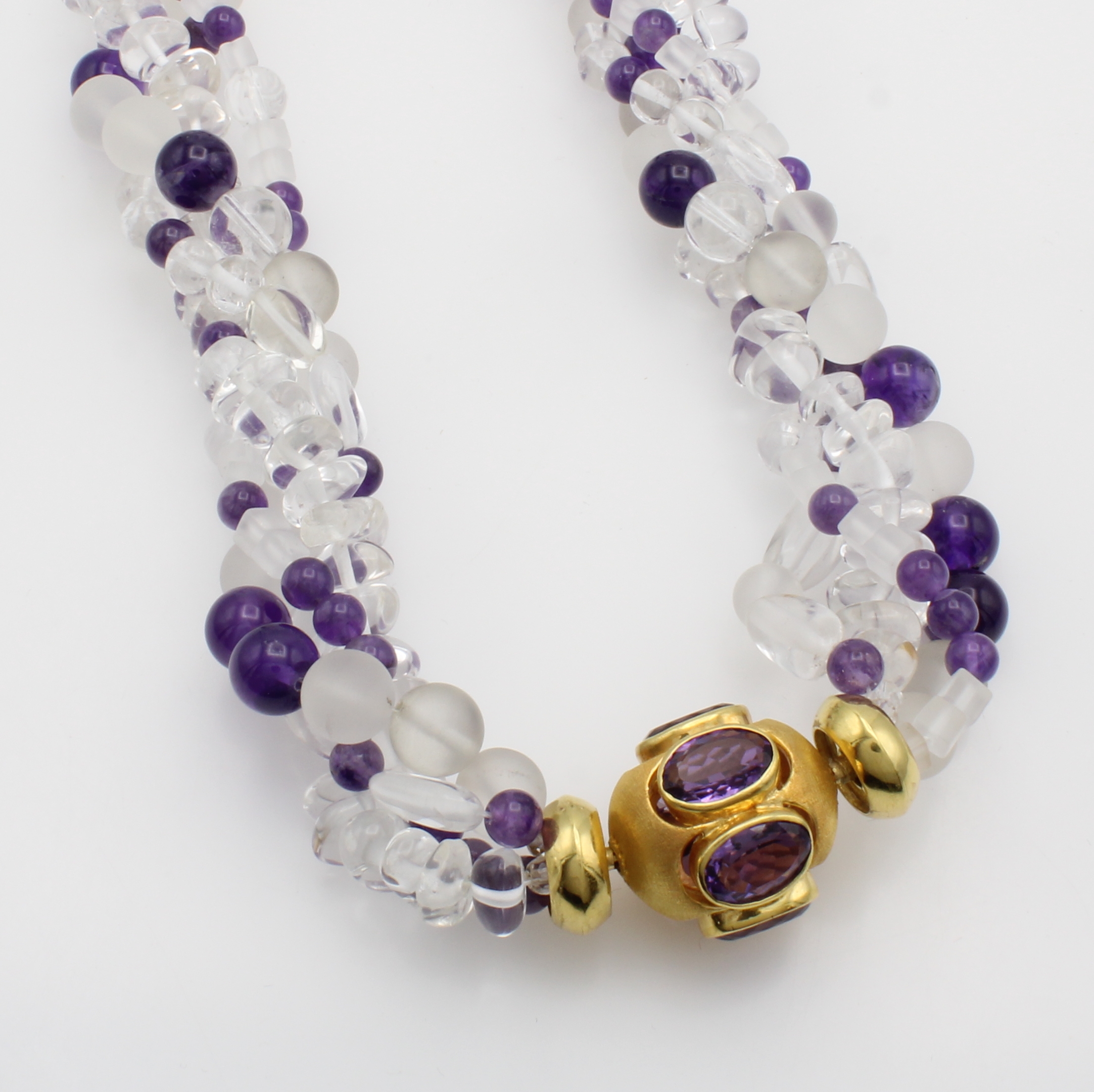 Image 27054976 - 4-reihige Kette mit Bergkristallen und Amethysten, Wechselschl. 925er Silber ...