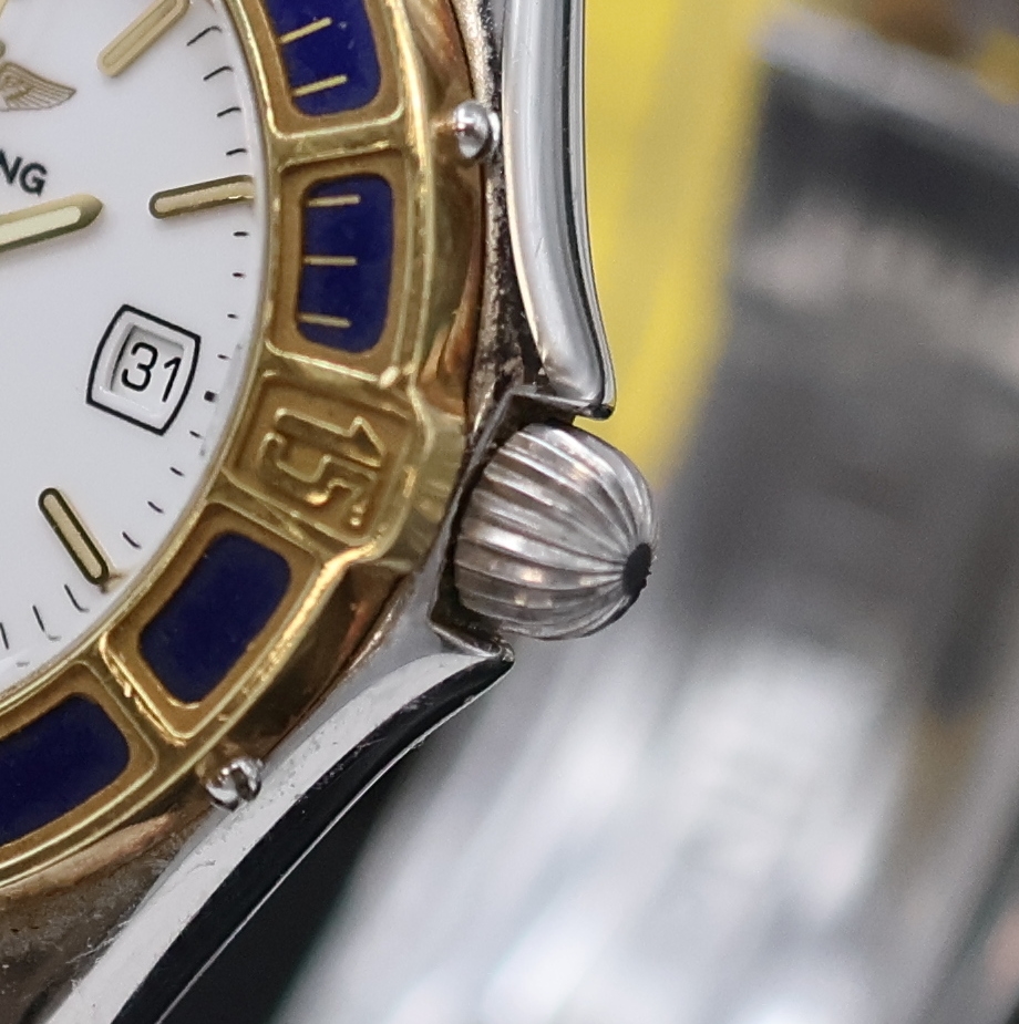Detail c: BREITLING Damenarmbanduhr Lady J Referenz D52065, Schweiz verk. lt. beil. Garantie 06/1997, quarz, Edelstahl/Gold kombiniert inkl. Pilotband m. ...