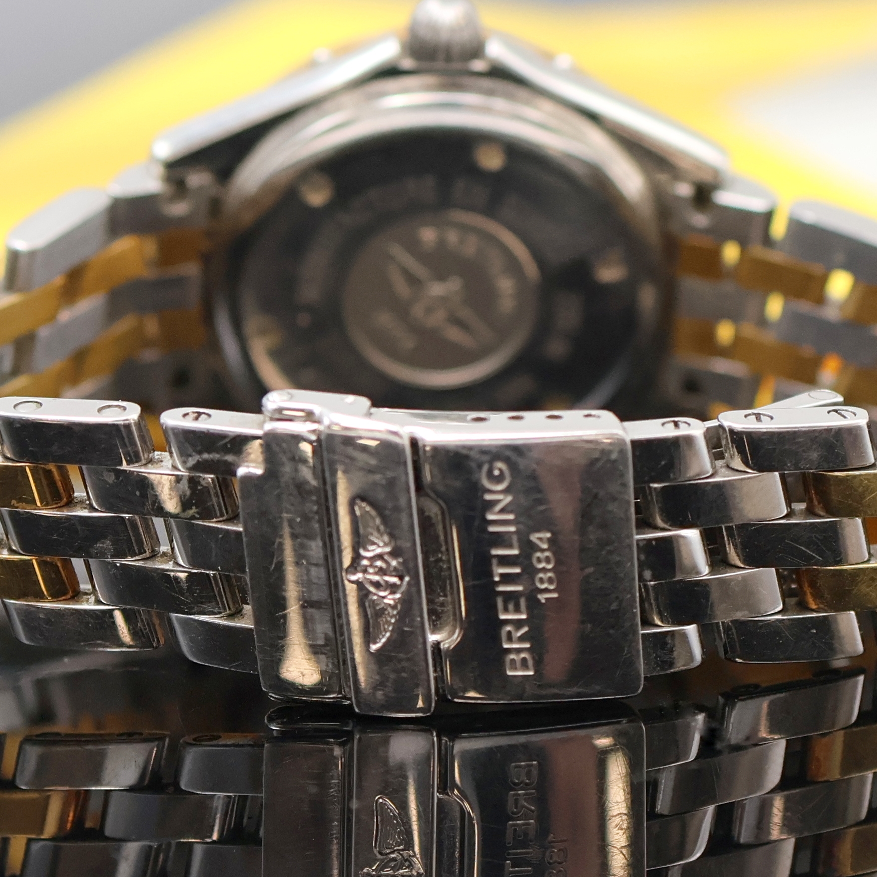 Detail d: BREITLING Damenarmbanduhr Lady J Referenz D52065, Schweiz verk. lt. beil. Garantie 06/1997, quarz, Edelstahl/Gold kombiniert inkl. Pilotband m. ...
