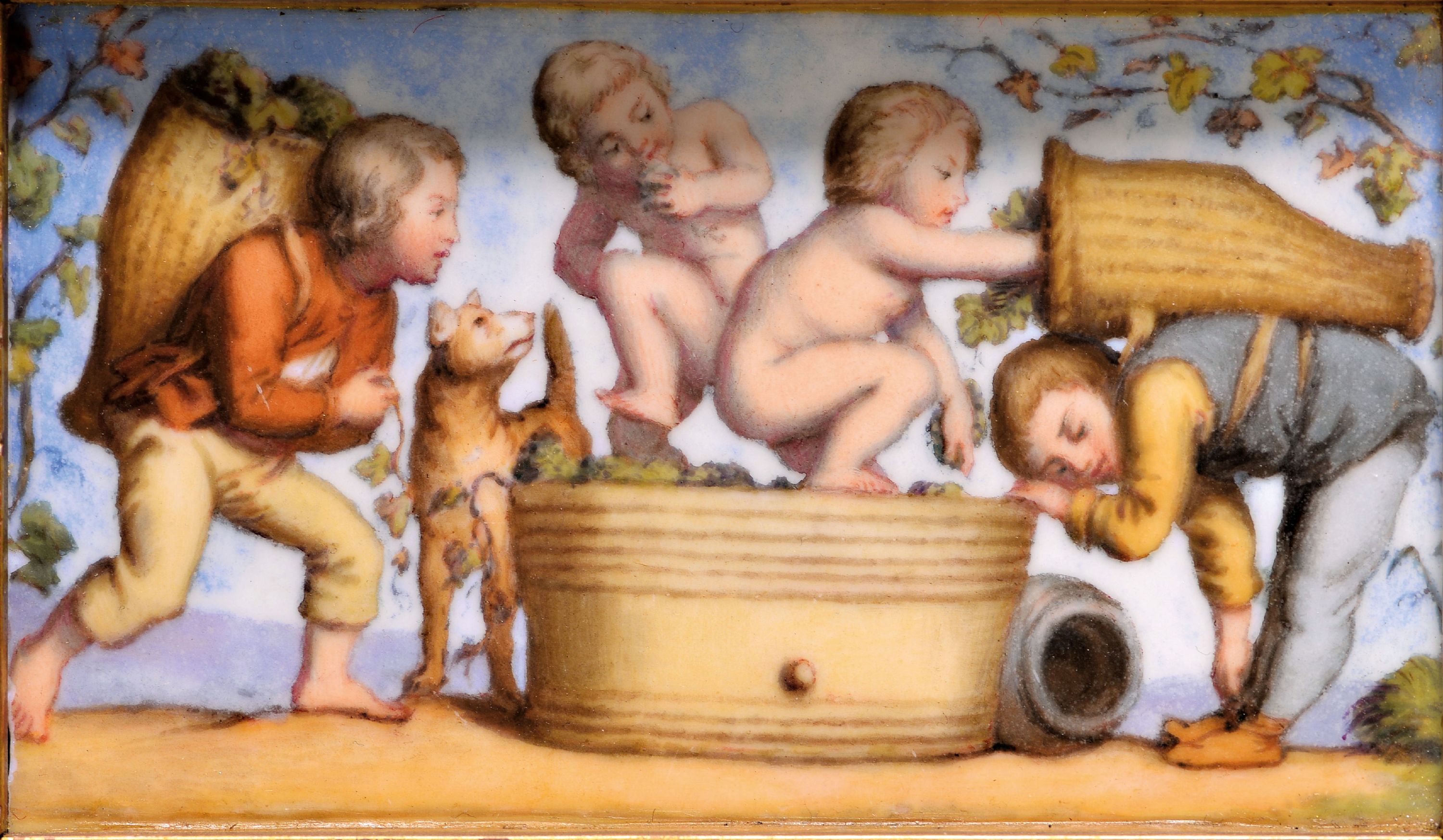 Detail e: 7 Porzellanbildplatten nach Gemälden von Ludwig Richter (1803-1884), Meissen, Knaufzeit um 1840/60, 2. Wahl, Porzellan, bemalt, Darstellungen mit ...