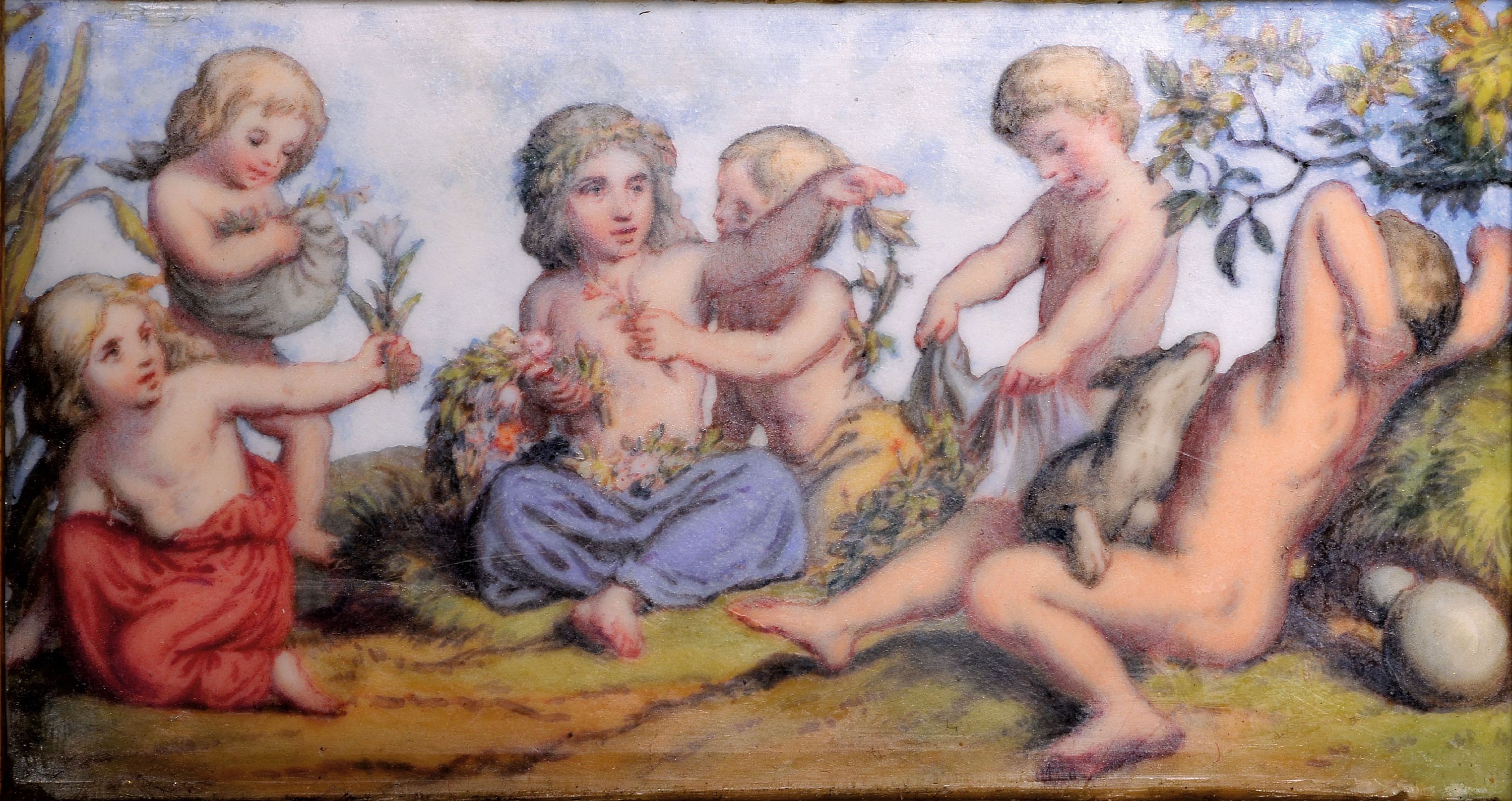 Detail h: 7 Porzellanbildplatten nach Gemälden von Ludwig Richter (1803-1884), Meissen, Knaufzeit um 1840/60, 2. Wahl, Porzellan, bemalt, Darstellungen mit ...