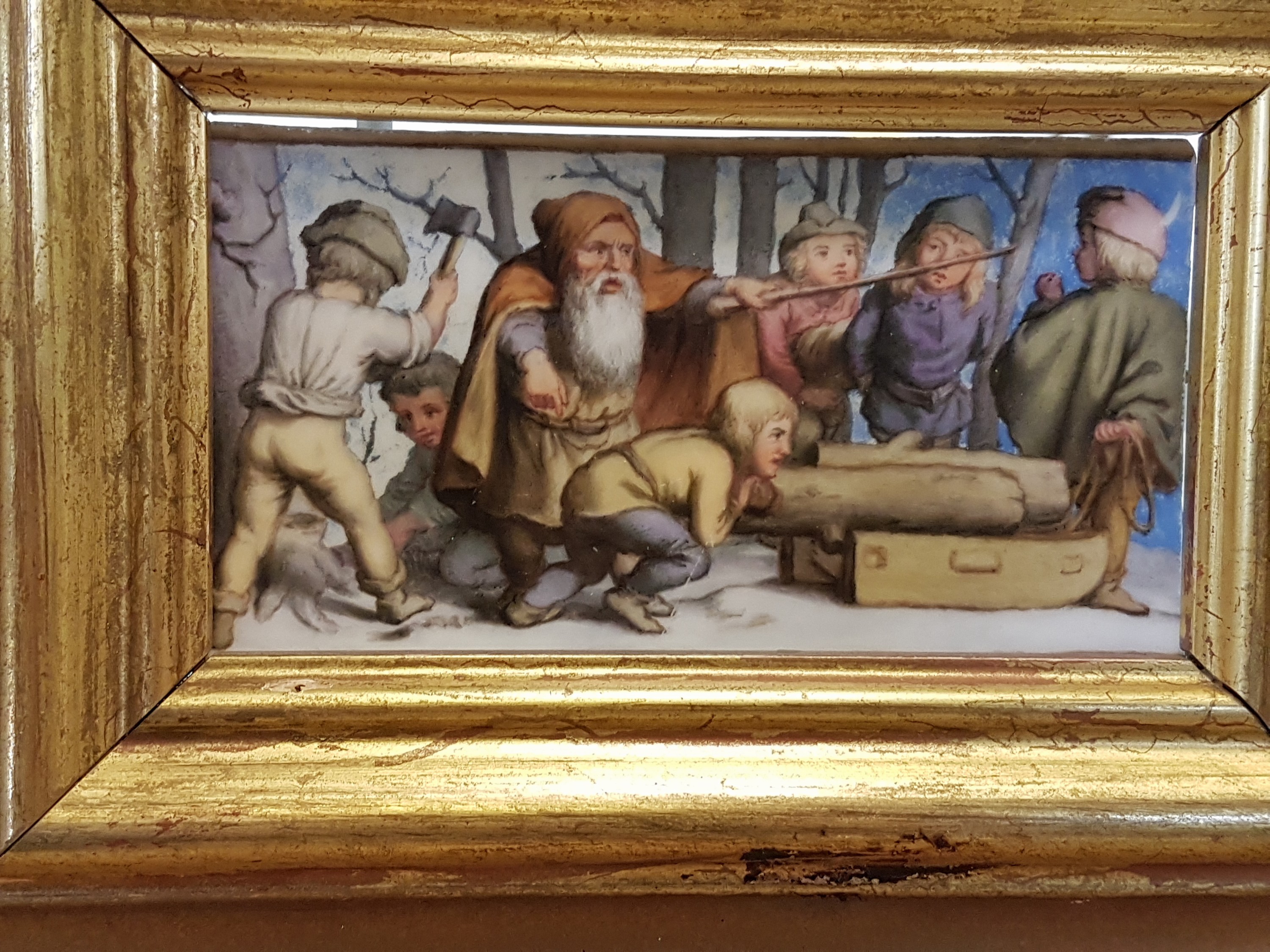 Detail j: 7 Porzellanbildplatten nach Gemälden von Ludwig Richter (1803-1884), Meissen, Knaufzeit um 1840/60, 2. Wahl, Porzellan, bemalt, Darstellungen mit ...