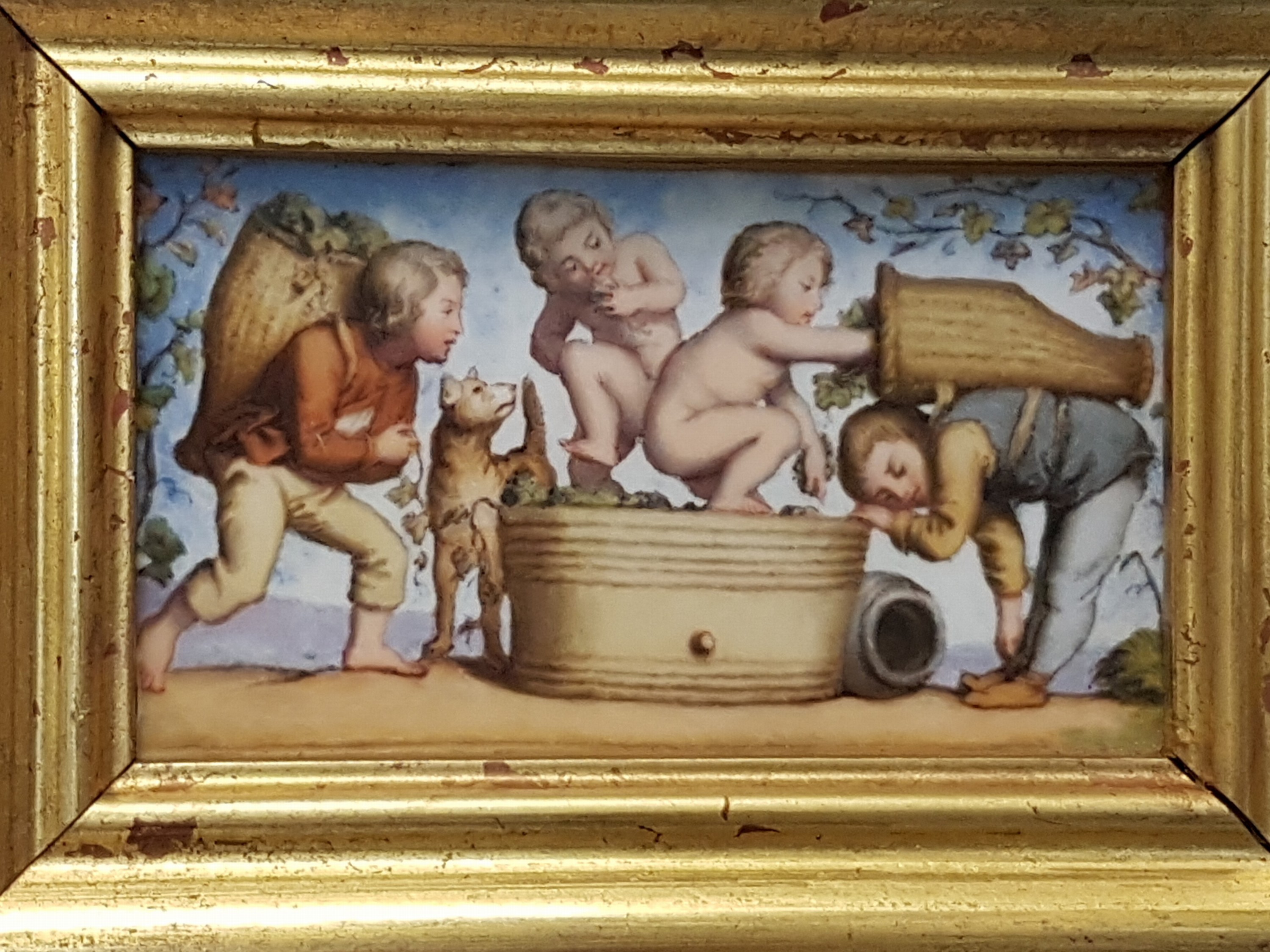 Detail n: 7 Porzellanbildplatten nach Gemälden von Ludwig Richter (1803-1884), Meissen, Knaufzeit um 1840/60, 2. Wahl, Porzellan, bemalt, Darstellungen mit ...