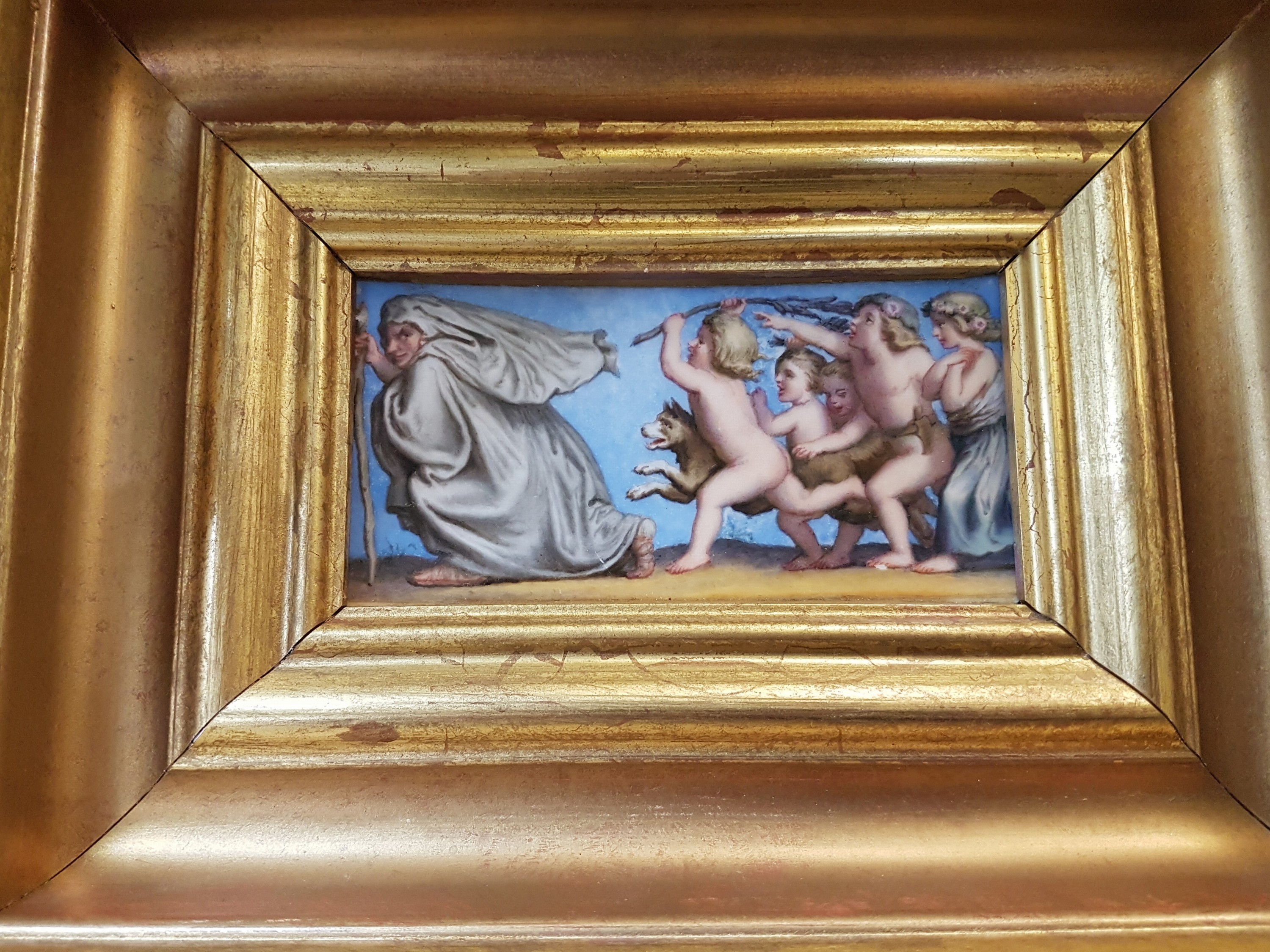 Detail o: 7 Porzellanbildplatten nach Gemälden von Ludwig Richter (1803-1884), Meissen, Knaufzeit um 1840/60, 2. Wahl, Porzellan, bemalt, Darstellungen mit ...