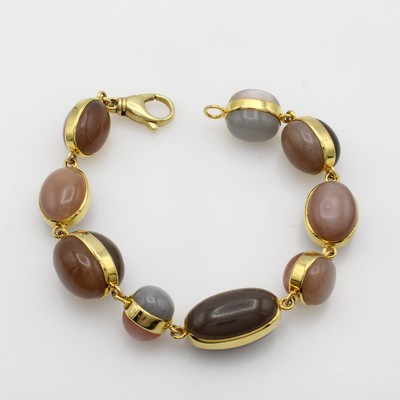 27054961a - Armband mit Mondsteinen, GG 585/000, Mond- steine in versch. Formen u. Farben zus. ca. ...