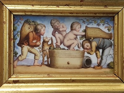 27054999n - 7 Porzellanbildplatten nach Gemälden von Ludwig Richter (1803-1884), Meissen, Knaufzeit ...