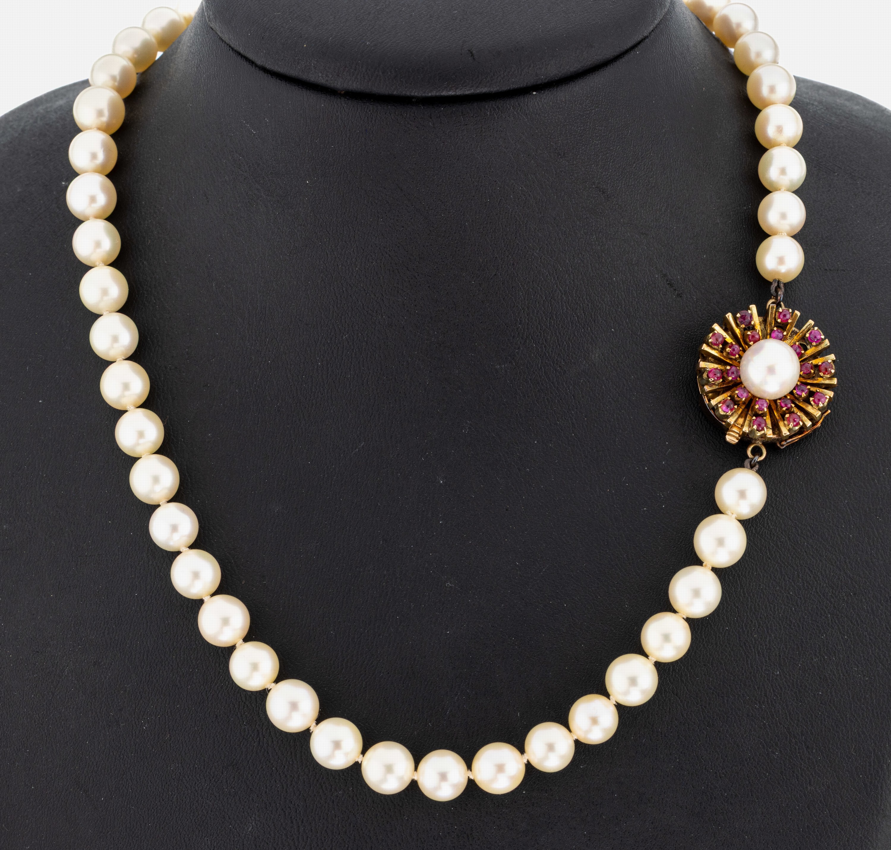 Perl-Collier 14 kt Gold Schmuckschließe, GG585/000, Akoyazuchtperlen, D. ca. 6-7 mm, Kastenschloss, L. ca. 84 cm