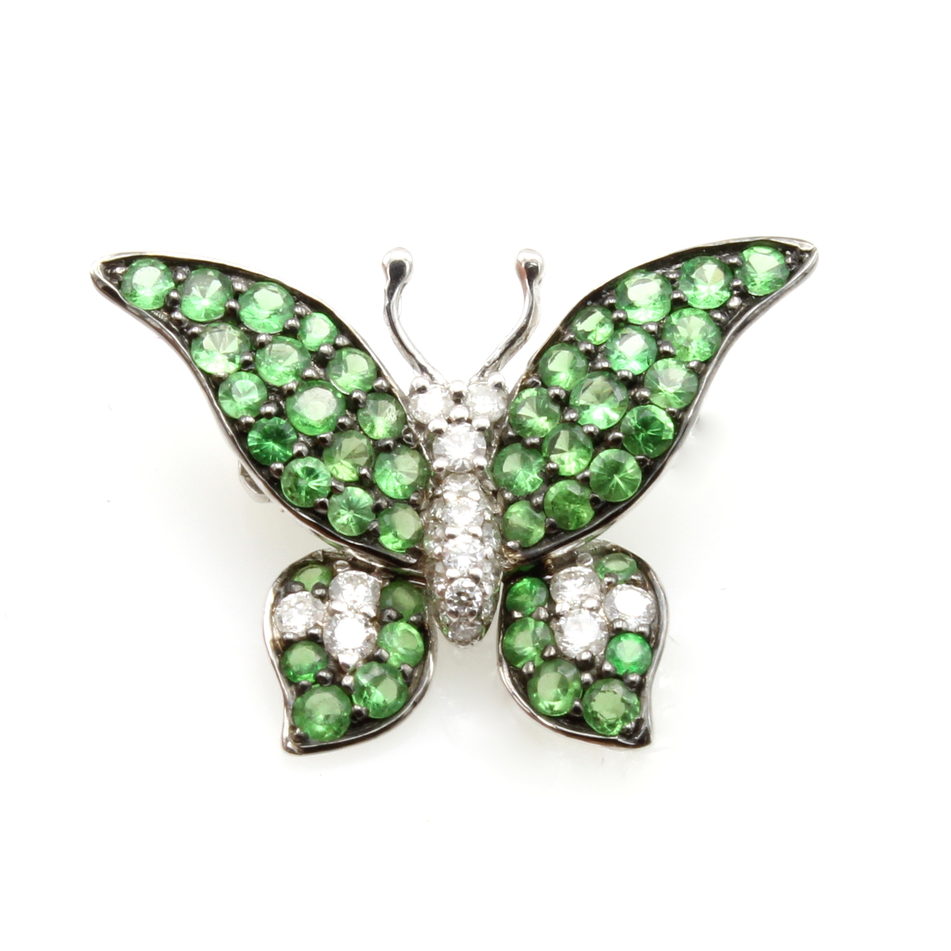 Image 27055040 - Anhänger/Brosche ´Schmetterling´ mit Tsavoriten und Brillanten, WG 750/000, 44 ...