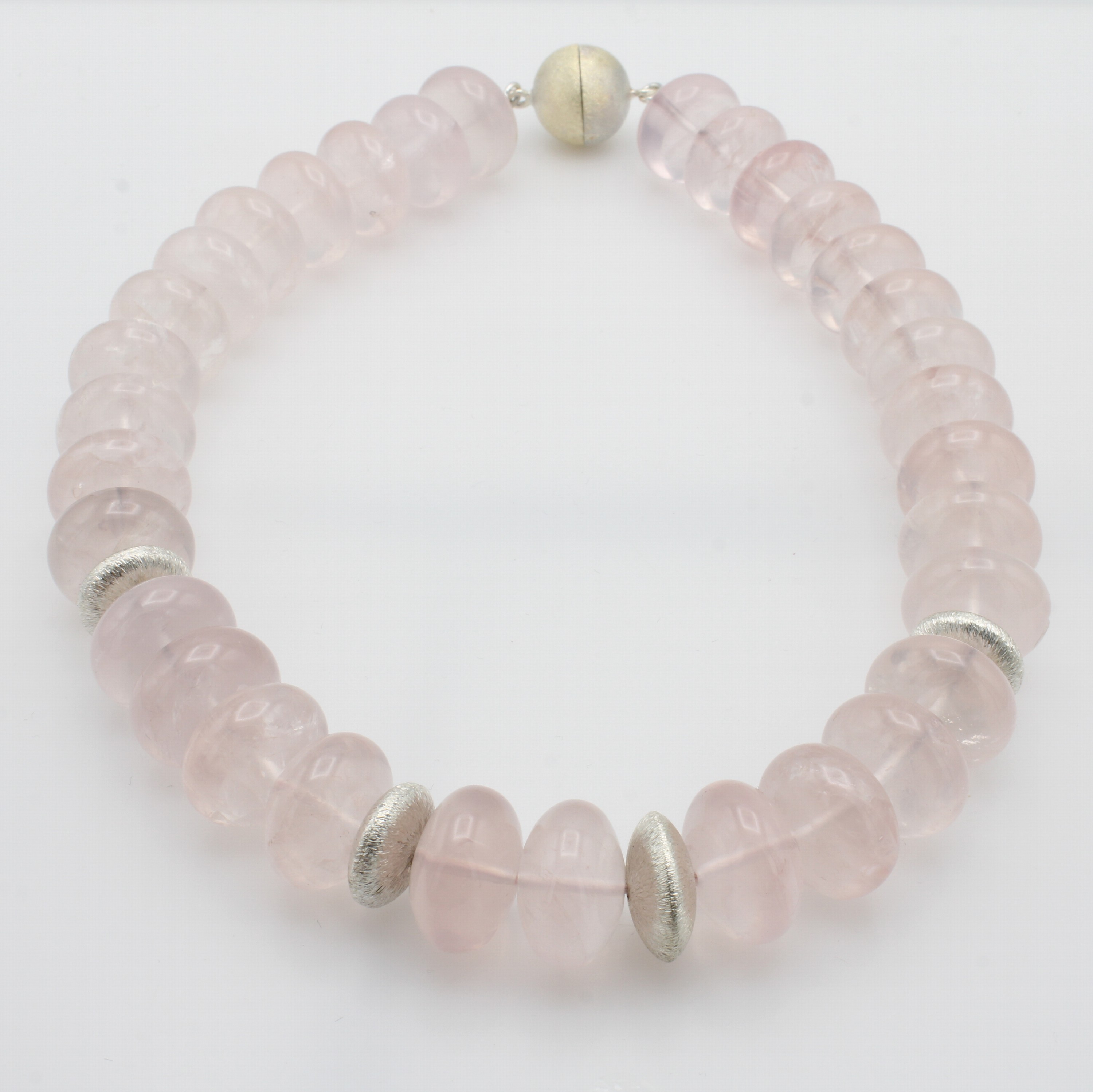 Image 27055057 - Kette mit Rosenquarzen und Zwischenteilen, Magnetschl. u. Zwischenteile 925er Silber, ...