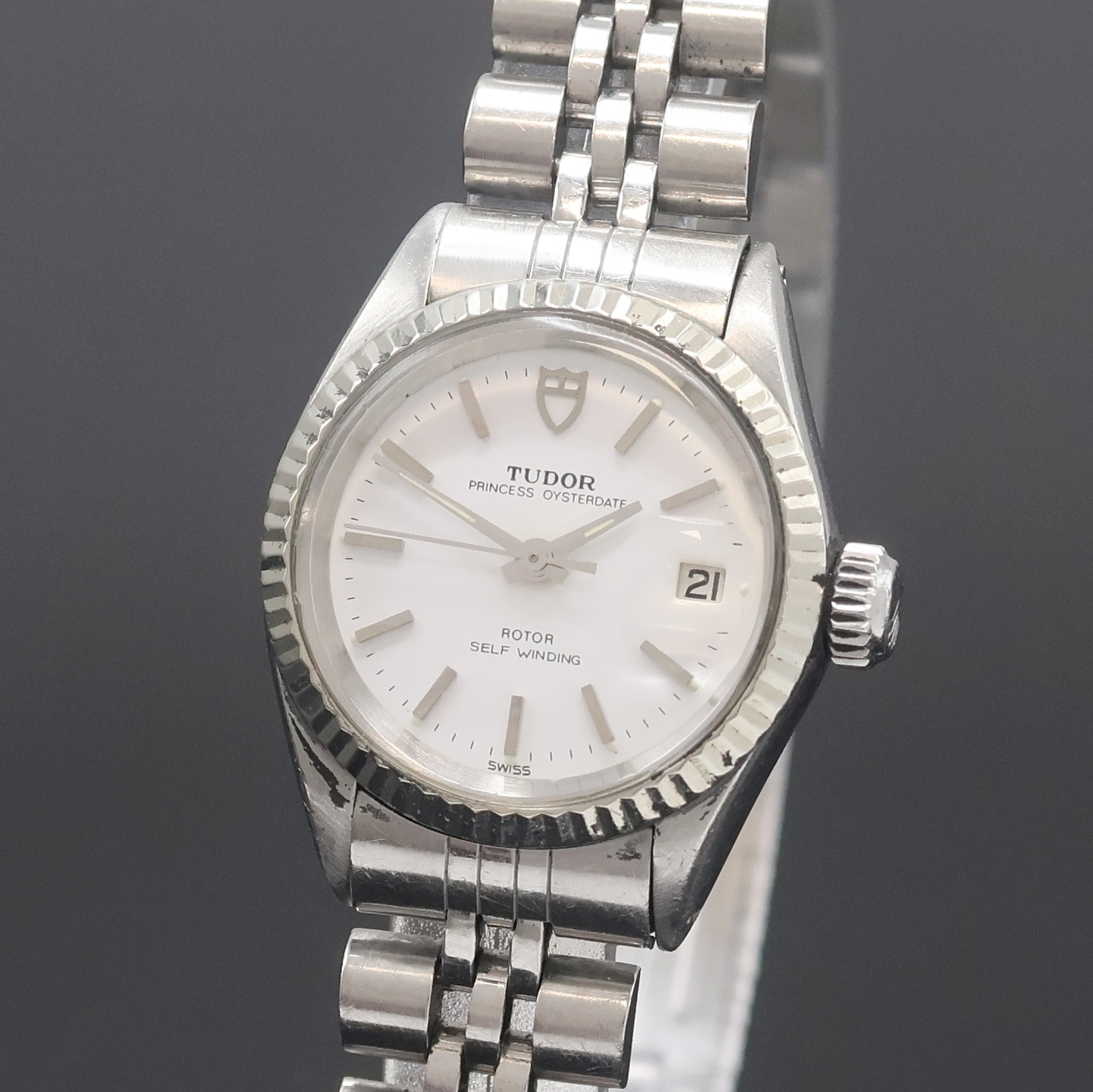 Detail a: TUDOR Princess Oysterdate Damenarmbanduhr Referenz 92414, Schweiz um 1975, Automatik, verschr. Rolex Oystergeh. in Stahl inkl. Rolex Jubileeband m. ...