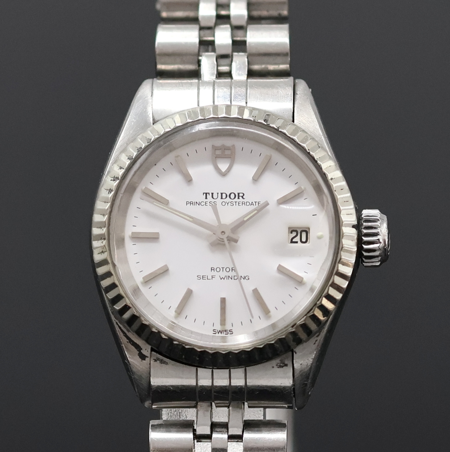 Detail b: TUDOR Princess Oysterdate Damenarmbanduhr Referenz 92414, Schweiz um 1975, Automatik, verschr. Rolex Oystergeh. in Stahl inkl. Rolex Jubileeband m. ...