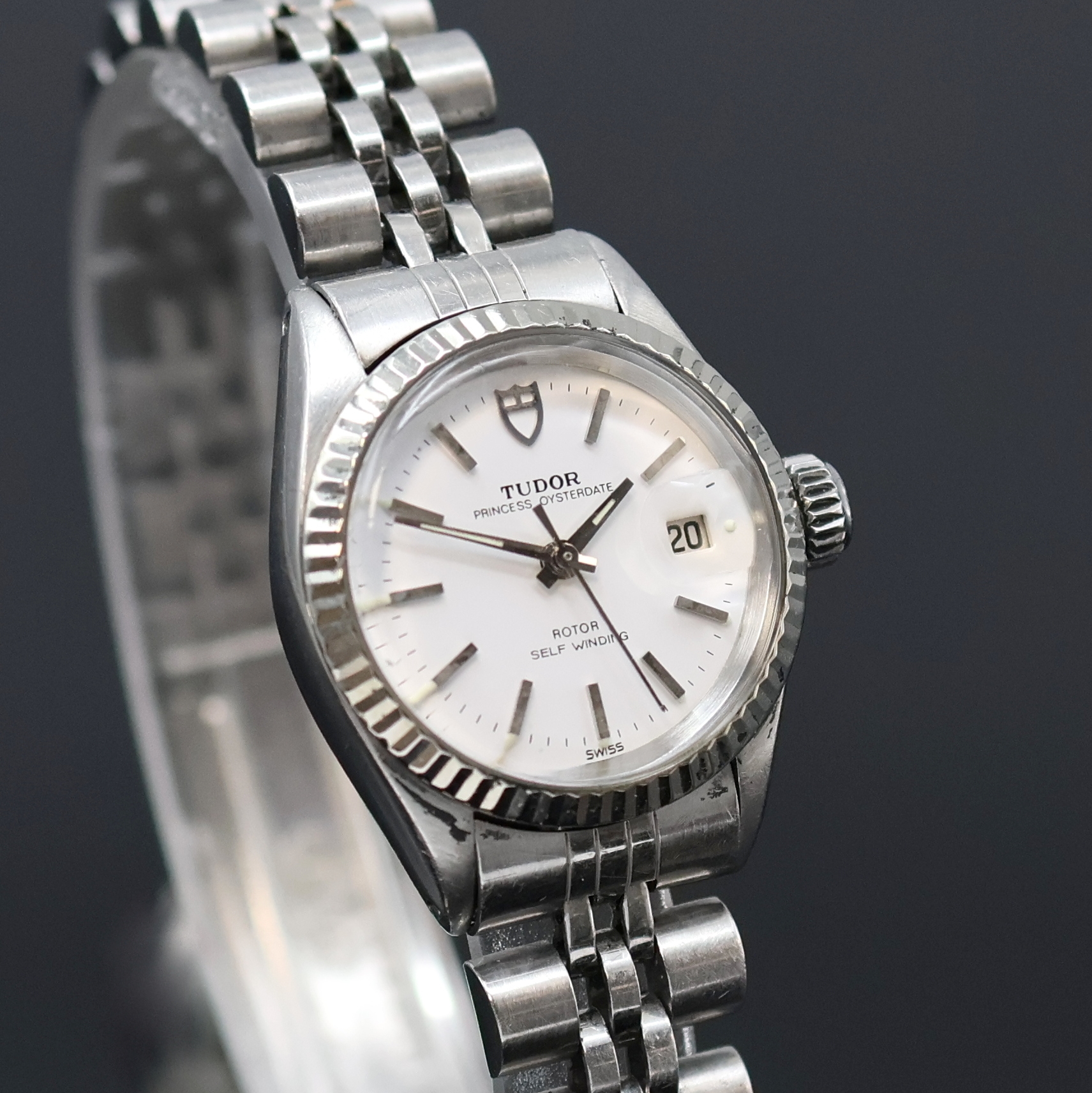 Detail c: TUDOR Princess Oysterdate Damenarmbanduhr Referenz 92414, Schweiz um 1975, Automatik, verschr. Rolex Oystergeh. in Stahl inkl. Rolex Jubileeband m. ...
