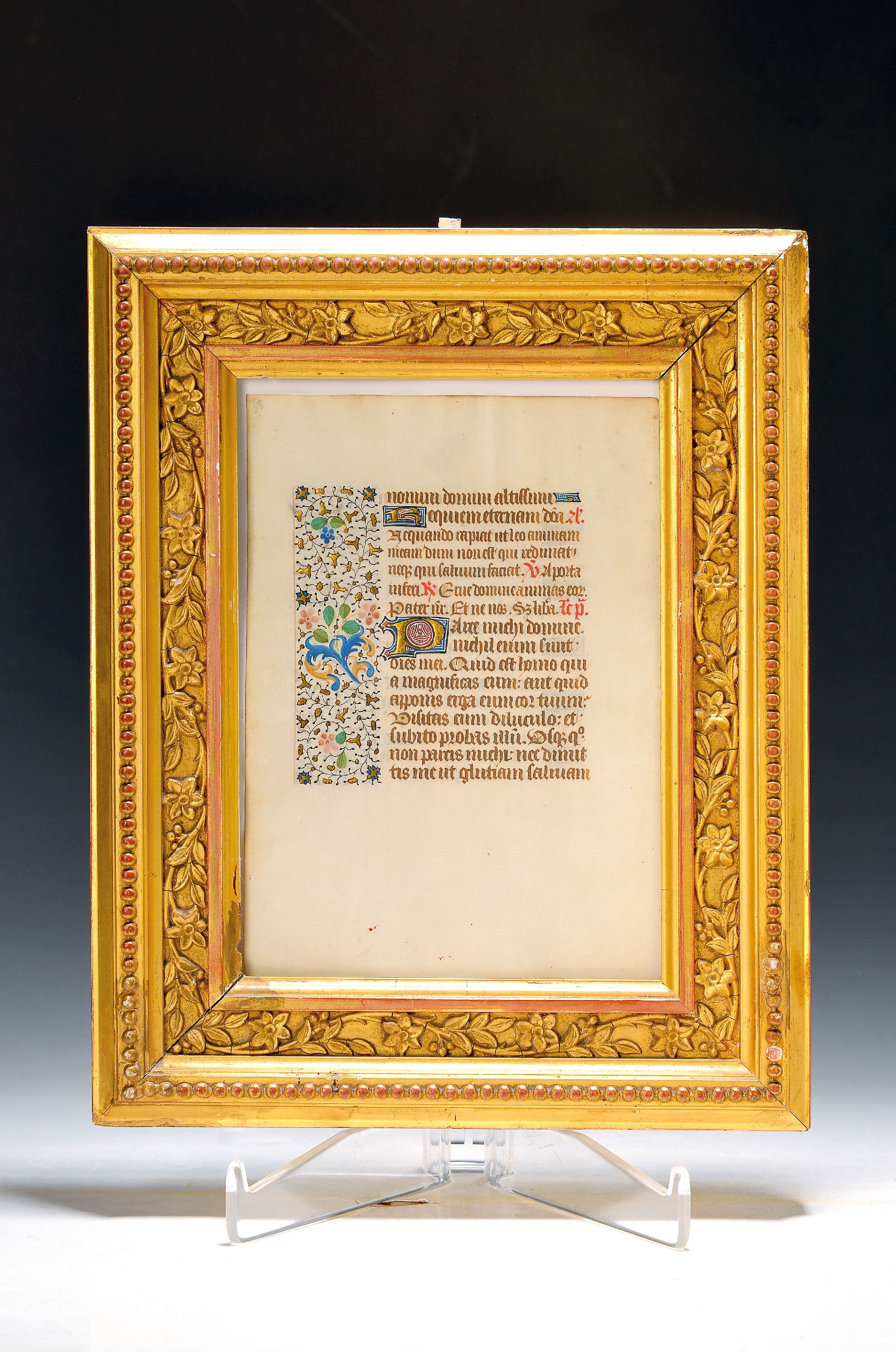 Image 27055070 - Handschrift aus einem Stundenbuch, 15. Jh., auf Pergament, floraler Dekor und teilweise ...