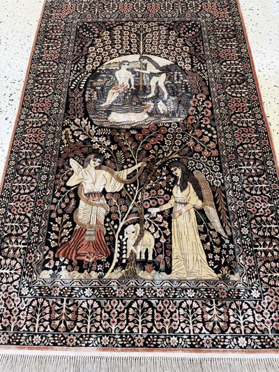 27055009e - Hereke Seide fein, China, Ende 20.Jhd, reine Naturseide, ca. 124 x 80 cm, ca. 1,0 Mio. ...