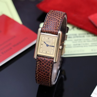 27055018a - CARTIER Tank Damenarmbanduhr Referenz 3 66001, Schweiz verk. lt. beil. Garantie 06/1983, ...