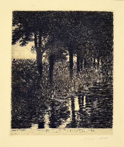 Image Franz von Stuck, 1863 Tettenweis-1928 München, Forellenweiher, Radierung, in der Platte ...
