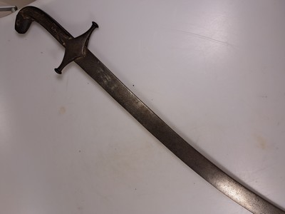 27055095i - Säbel/Shamshir und kleiner Rundschild, osmanisches Reich, 19. Jahrhundert, Holzgriff, ...