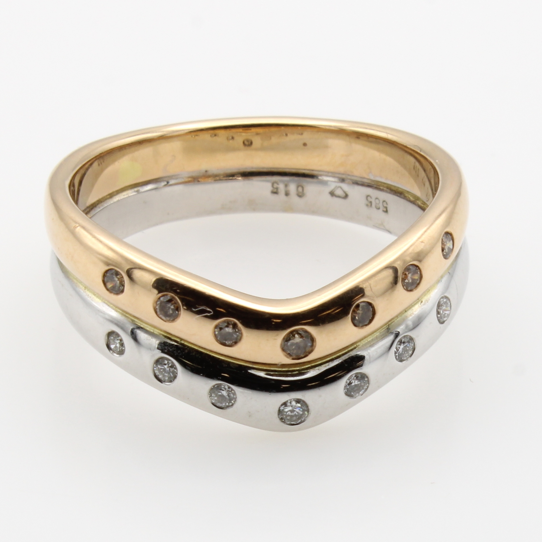 Image 27055112 - Ring mit Brillanten, RG/WG 585/000, 14 Brill. zus. ca. 0.15 ct Weiß/si, 2-rhg. ...