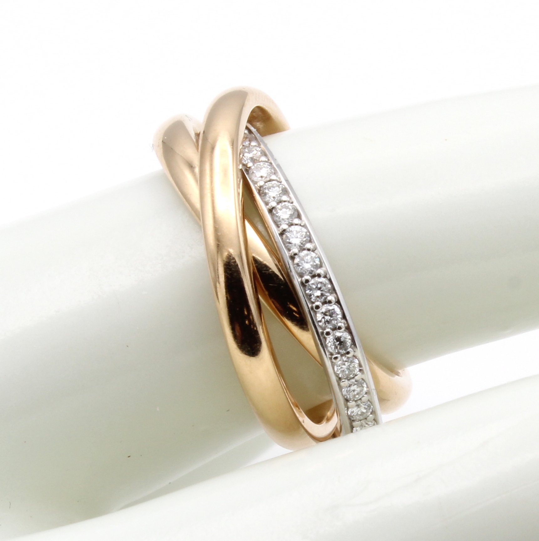 Image 27055114 - 3-reihiger Ring mit Brillanten, RG/GG/WG 750/000, 43 Brill. zus. ca. 0.60 ct Weiß/si, ...