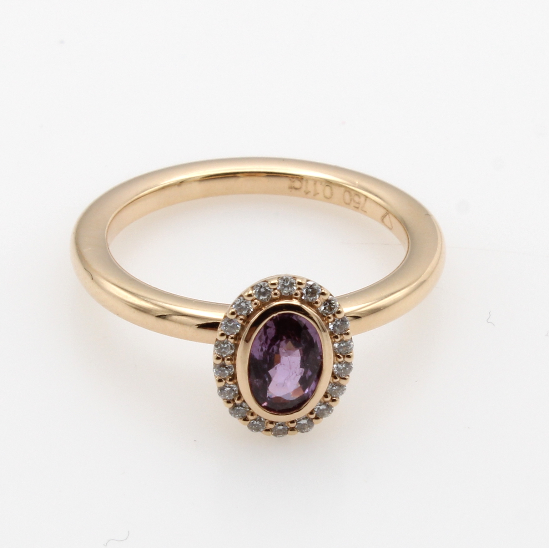 Image 27055128 - Ring mit Saphir und Brillanten, RG 750/000, 18 Brill. zus. ca. 0.11 ct Weiß/si, rosa - ...