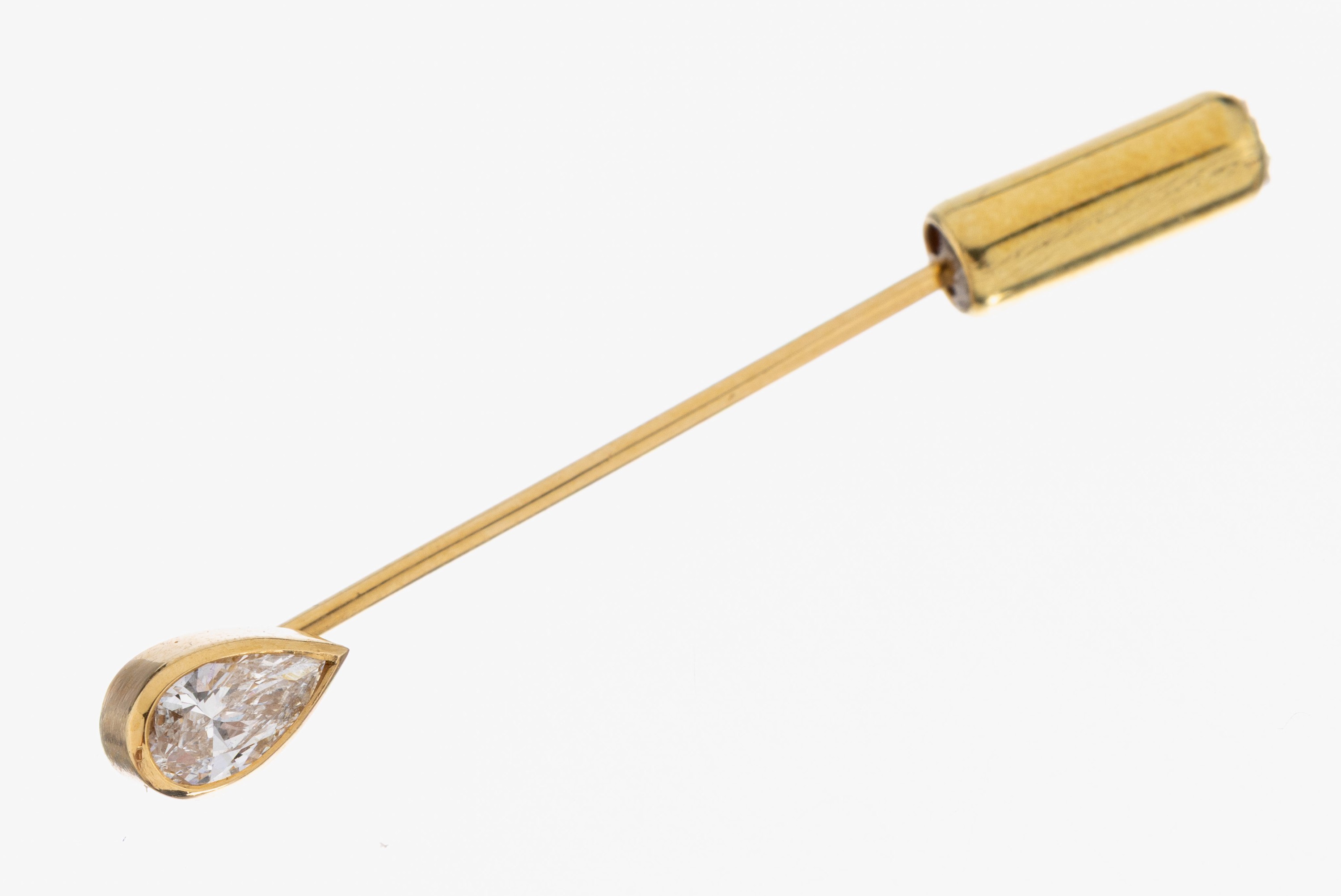 Image 27055171 - 18 kt Gold Diamant-Anstecknadel, GG 750/000, Diamant-Tropfen ca. 0.25 ct Weiß/si, L. ...
