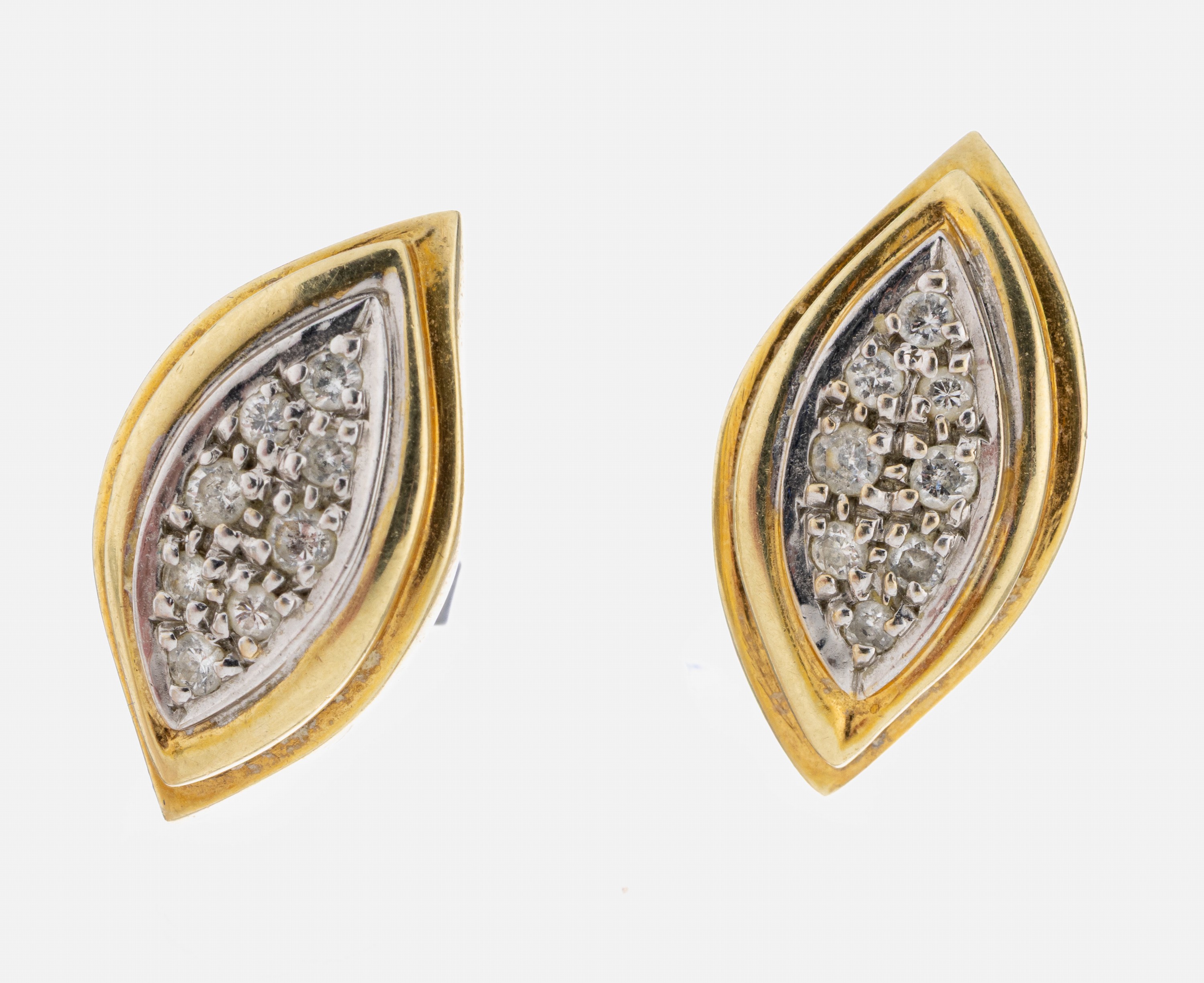 Image 27055177 - Paar 14 kt Gold Brillant-Ohrstecker, GG/WG 585/000, 16 Brillanten zus. ca. 0.10 ct ...