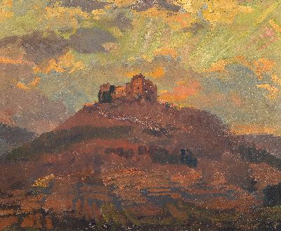 Image August Croissant, 1870-1941 Landau, Blick auf das Hambacher Schloß, Öl/Malkarton, ...