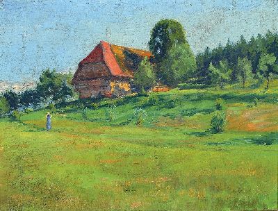 Image Albert Haueisen, 1872 Stuttgart-1951 Kandel, Schwarzwälder Bauernhaus, so rückseitig ...