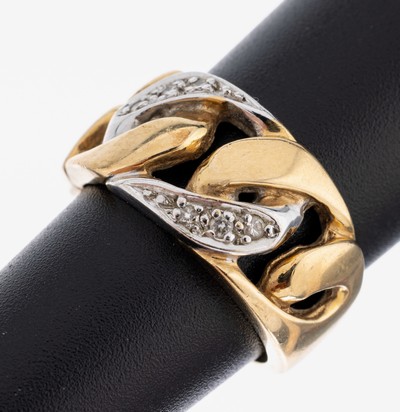 Image 14 kt Gold Brillant-Ring, GG/WG 585/000, 6 Brillanten zus. ca. 0.03 ct Weiß/p, RW 51, ...