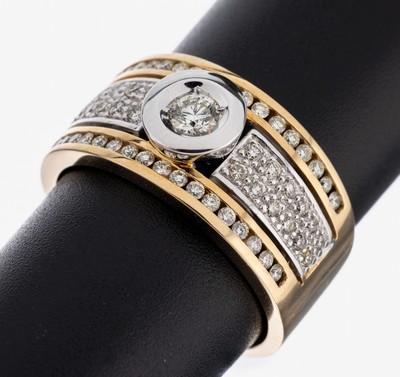 Image 14 kt Gold Brillant-Ring, GG/WG 585/000, 1 Brillant ca. 0.20 ct Weiß/si, Brillanten ...