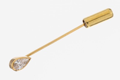Image 18 kt Gold Diamant-Anstecknadel, GG 750/000, Diamant-Tropfen ca. 0.25 ct Weiß/si, L. ...