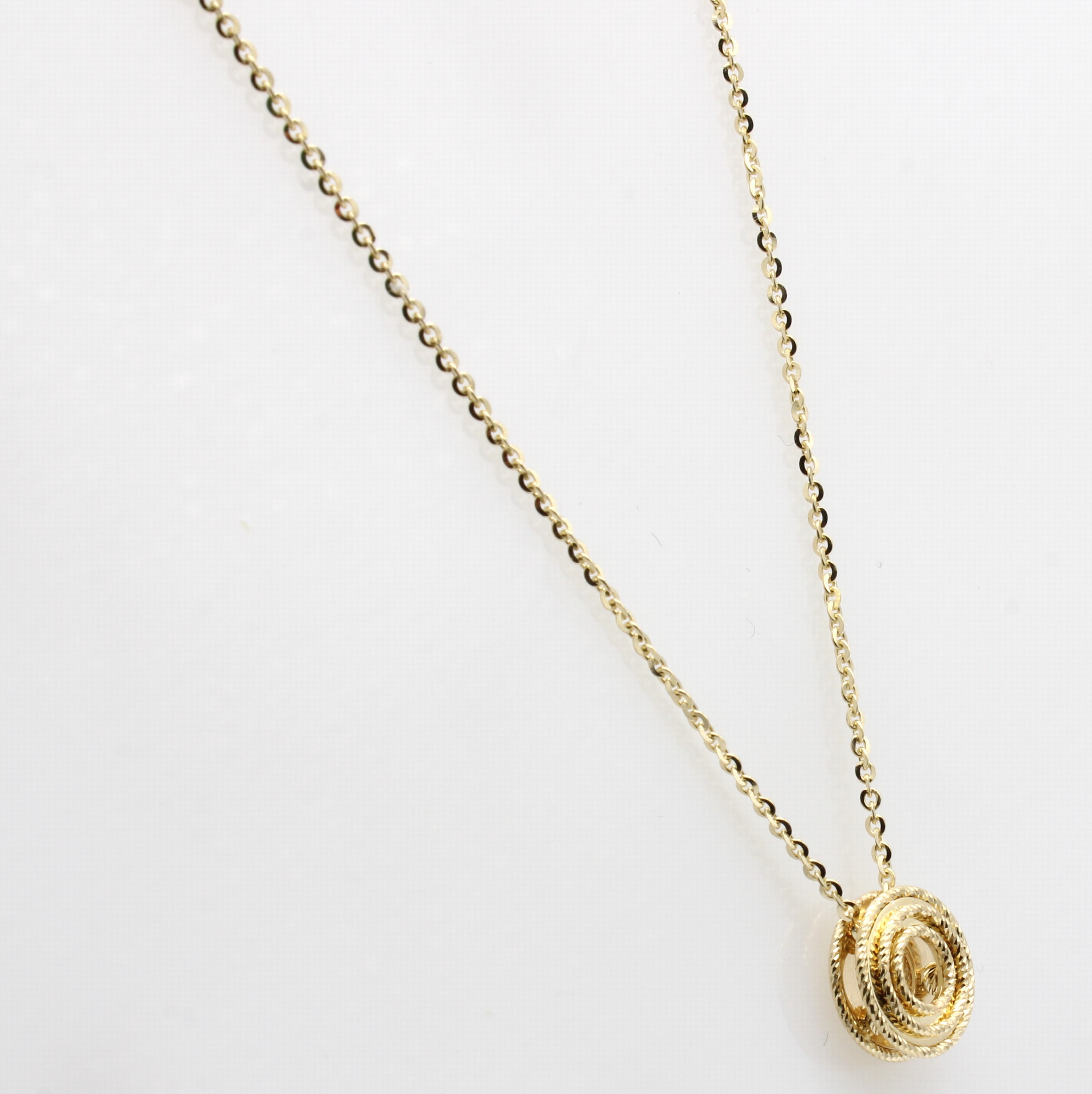 Image 27055207 - Anhänger an Kette, GG 585/000, runder Anhänger, strukturiert, in L. ca. 42-45 cm ...